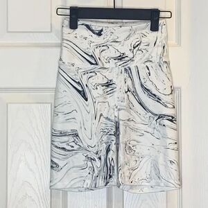 Balance Collection White & Blue Black Marble Design Bike Shorts Size XS